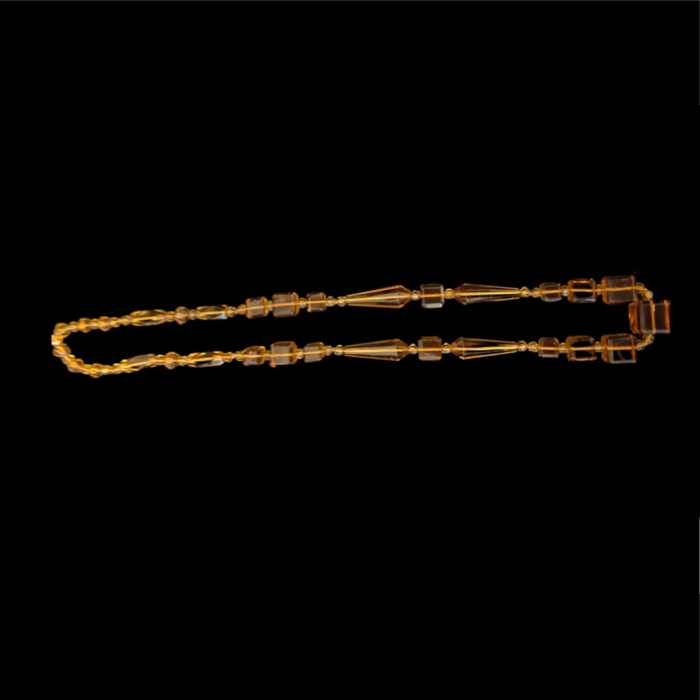 Vintage (About 1920s) Amber Glass Necklace 24” - Picture 4 of 4